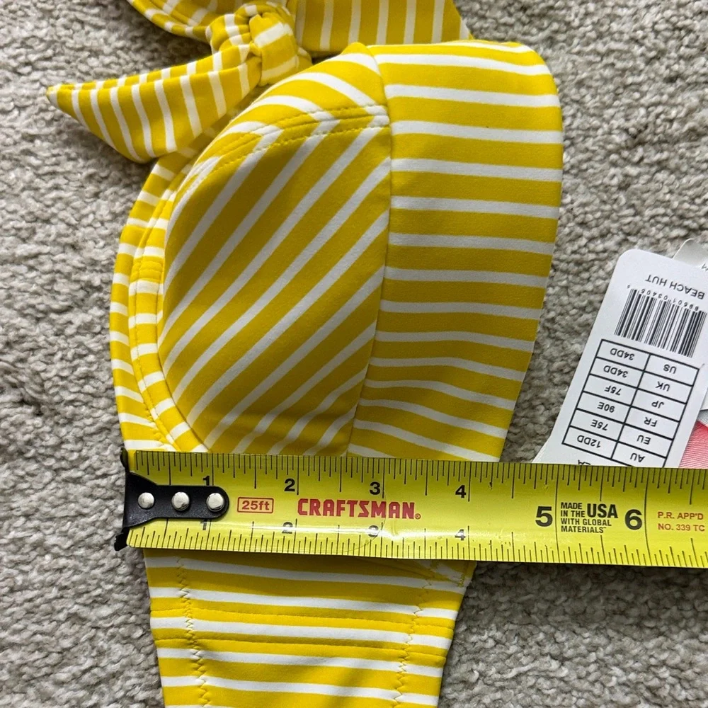 FREYA Women 34DD California Beach Hut Padded Bandeau Bikini Yellow Stripped Top - Picture 13 of 14